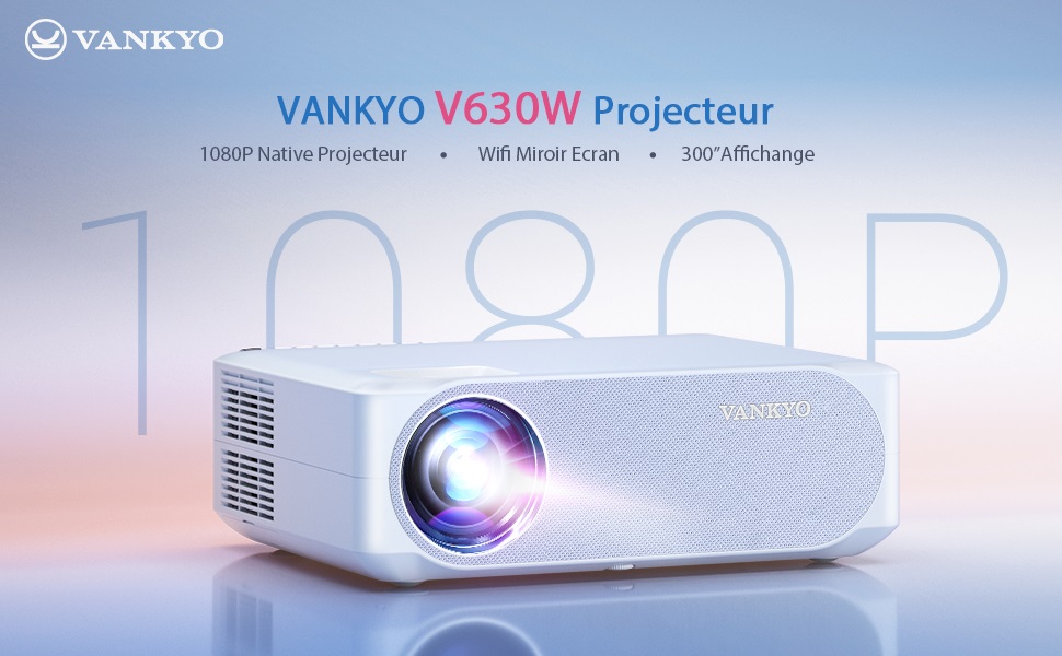 80€ sur Vidéoprojecteur VANKYO V630W WIFI 1080p Natif Full HD 7000 lux Blanc Vidéoprojecteur